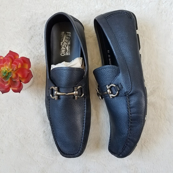 Salvatore Ferragamo Men's Parigi Pebble Leather Driver Slippers - Picture 1 of 9